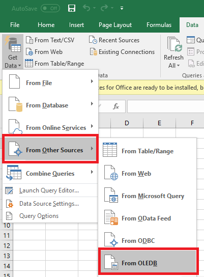 connect to oracle database from excel 2016