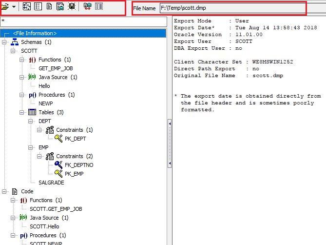 extract DDL statements from Oracle DUMP in Toad