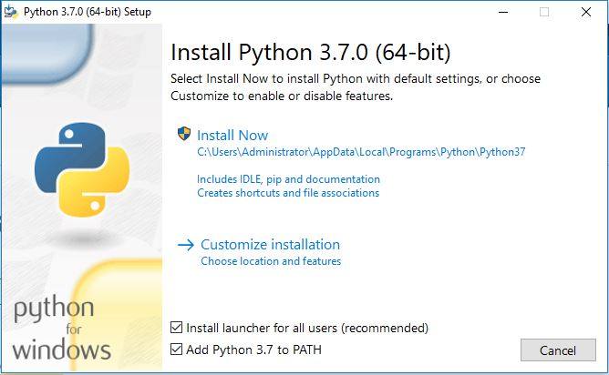 step-1 installing Python on Windows 10