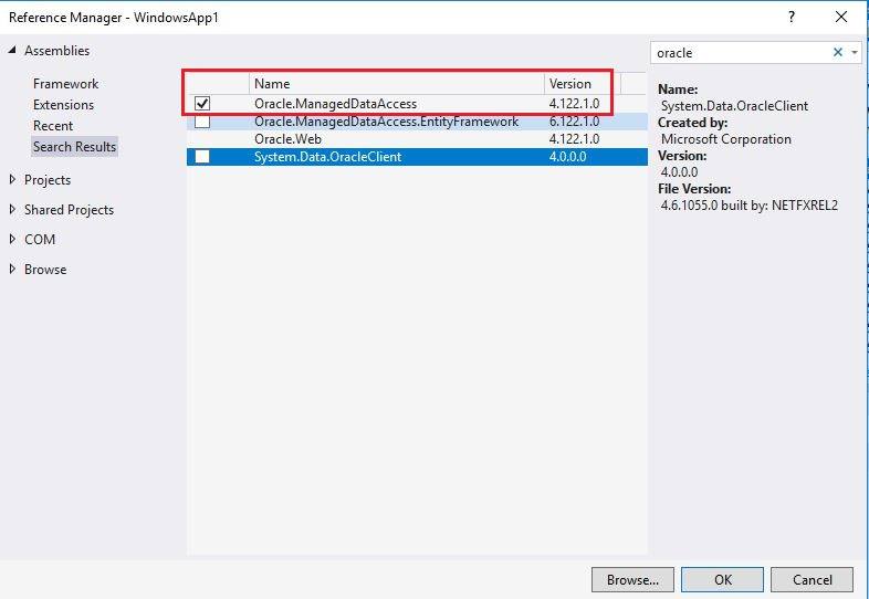 Add Oracle Managed Data Access Reference in VB.NET