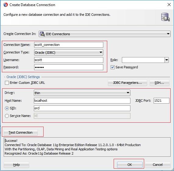Connect Oracle Database using Oracle JDeveloper
