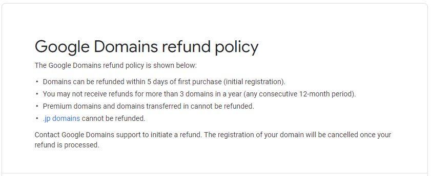 Google domains refund policy guidelines.