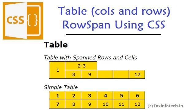 Table rowspan using CSS example.