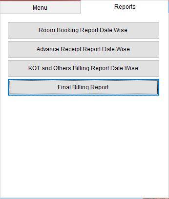 Hotel software report options.
