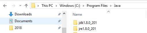 JDK and JRE folder location.