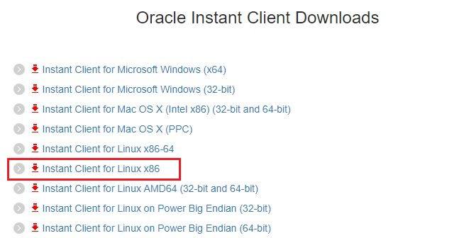 Select the Oracle Client version.