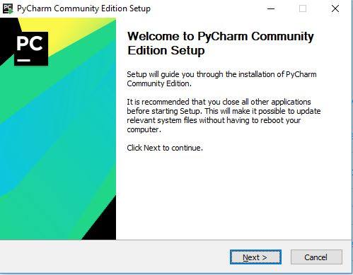 PyCharm Installation first step.