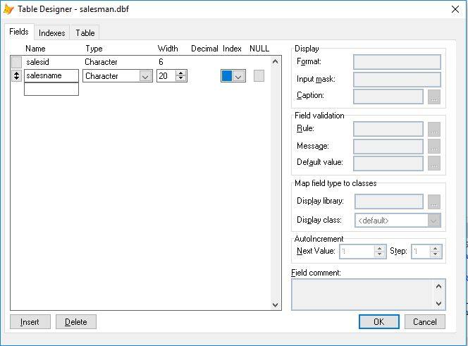 Create Table Visual FoxPro