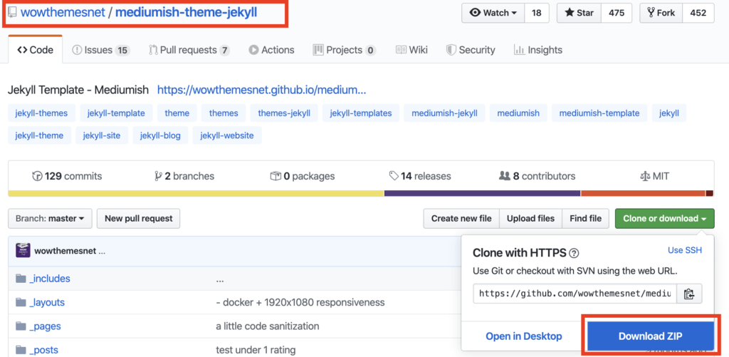 Download Jekyll theme from GitHub.