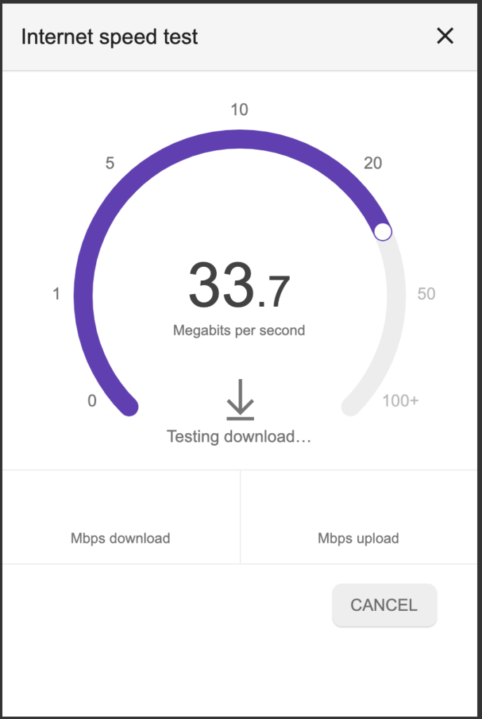 Google: internet speed test.