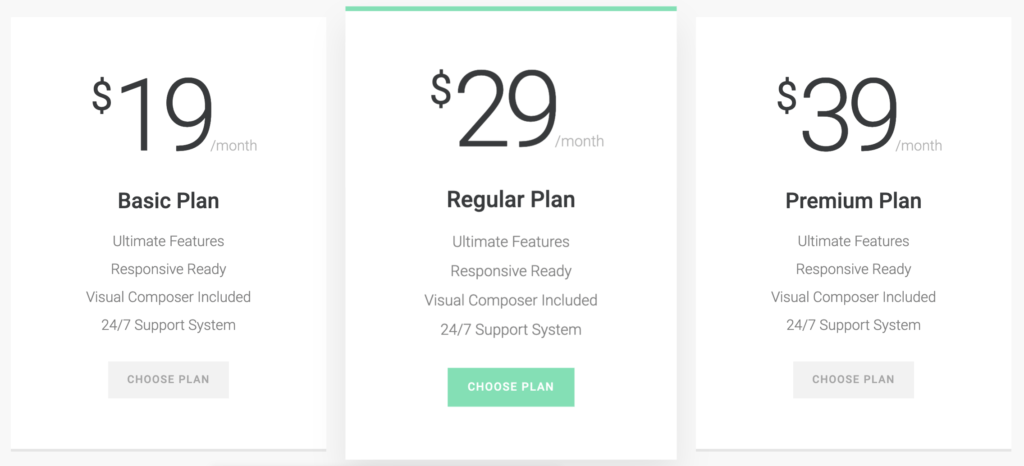 Pricing table example 3.