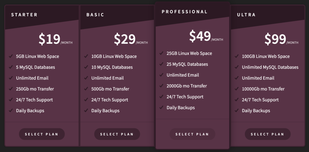 Pricing table example 4.